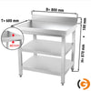Galleyz Paslanmaz Çelik Çalışma Tezgahı PREMIUM - 800x600mm - Alt ve Ara Raflı, Sırtlı
