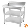 Galleyz Paslanmaz Çelik Çalışma Tezgahı PREMIUM - 800x600mm - Alt ve Ara Raflı, Sırtlı