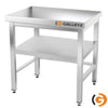 Galleyz Paslanmaz Çelik Çalışma Tezgahı PREMIUM - 800x600mm - Alt raflı & destekli
