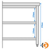 Galleyz Paslanmaz Çelik Çalışma Tezgahı PREMIUM - 800x600mm - Alt raflı & destekli
