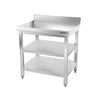 Galleyz Paslanmaz Çelik Çalışma Tezgahı PREMIUM- 800x700mm - Alt Raflı, Sırtlı, Ara Raflı