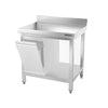 Galleyz Paslanmaz Çelik Çalışma Tezgahı PREMIUM- 800x700mm - Alt Raflı, Sırtlı, Destekli