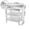 Galleyz Paslanmaz Çelik Çalışma Tezgahı PREMIUM- 800x700mm - Alt Raflı, Sırtlı, Ara Raflı