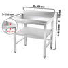 Galleyz Paslanmaz Çelik Çalışma Tezgahı PREMIUM- 800x700mm - Alt Raflı, Sırtlı, Destekli