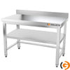 Galleyz Paslanmaz ÇelikmÇalışma Tezgahı PREMIUM - 1200x600mm - Alt Raflı, Destekli & Sırtlı