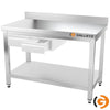 Galleyz Paslanmaz ÇelikmÇalışma Tezgahı PREMIUM - 1200x600mm - Alt Raflı, Destekli & Sırtlı