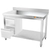 Galleyz Paslanmaz ÇelikmÇalışma Tezgahı PREMIUM - 1200x600mm - Alt Raflı, Destekli & Sırtlı