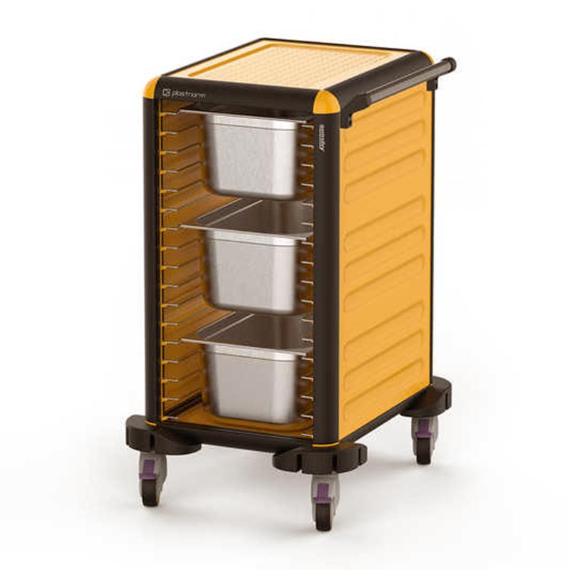 Gastrolley 75 Tekli Gastronorm Küvet Taşıma Arabası, 2 Yanı Kapalı, 53x71x99 cm