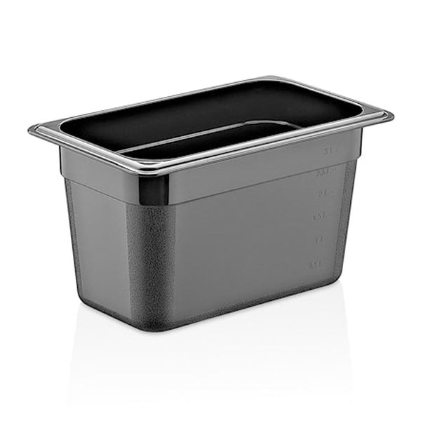 GastroPlast GN 1/2-200 mm Gastronorm Küvet, Polikarbon, Siyah