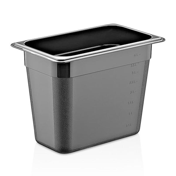 GastroPlast GN 1/3-200 mm Gastronorm Küvet, Polikarbon, Siyah
