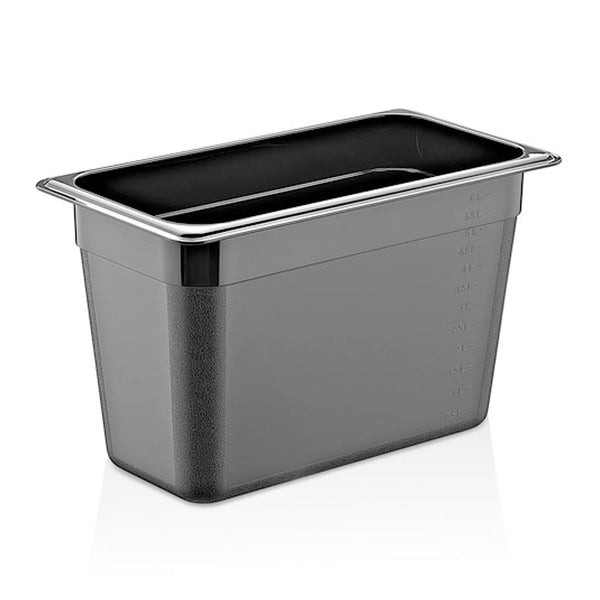 GastroPlast GN 1/4-200 mm Gastronorm Küvet, Polikarbon, Siyah