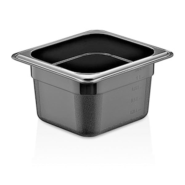 GastroPlast GN 1/6-100 mm Gastronorm Küvet, Polikarbon, Siyah