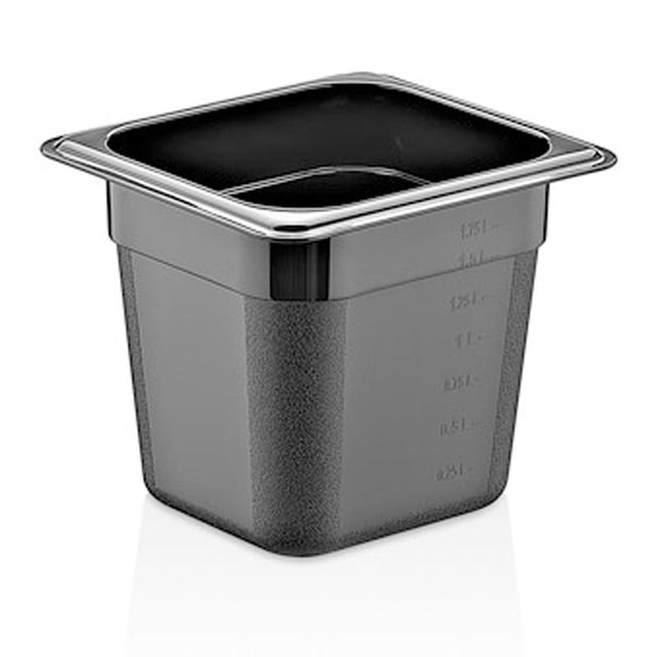 GastroPlast GN 1/6-150 mm Gastronorm Küvet, Polikarbon, Siyah