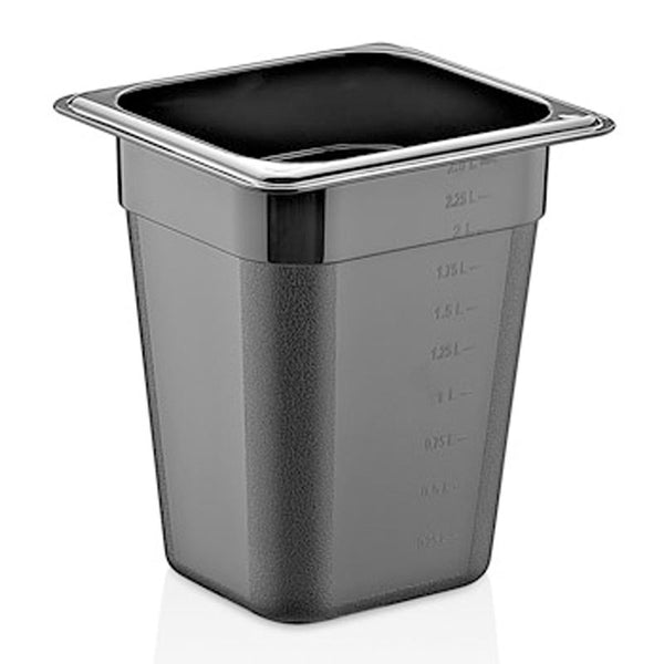 GastroPlast GN 1/6-200 mm Gastronorm Küvet, Polikarbon, Siyah