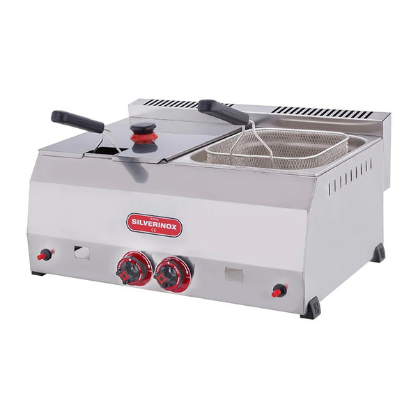 SilverInox 2705 Fritöz, 8+8 L, Doğalgazlı