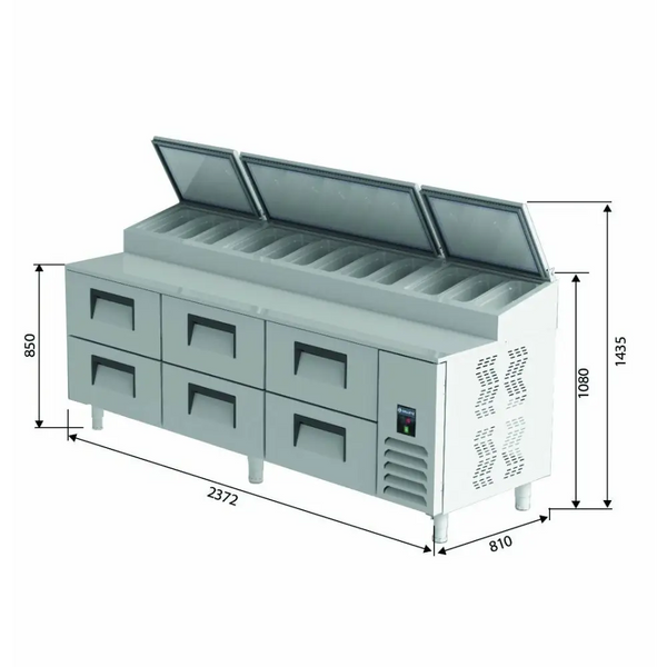 Iceinox Çekmeceli Pizza Hazırlık Buzdolabı PTS-L 800 CR