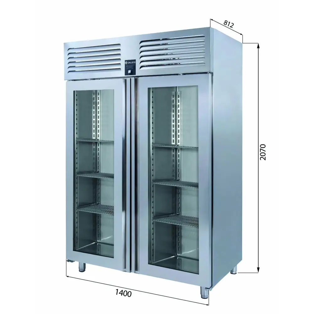 Dik Tip Buzdolabı - 2 Cam Kapılı - 140x87x210 Cm