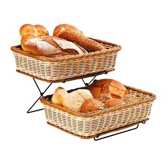 Zicco B-RE3009 Standlı Hasır Ekmek Sepeti, 2 Katlı, 27x36x9 cm