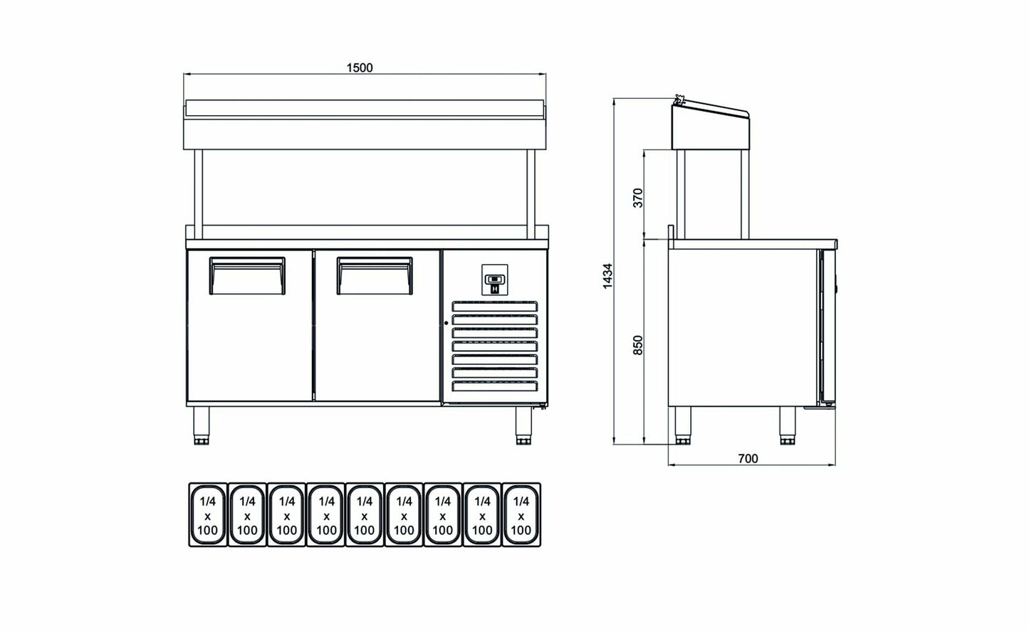 Make Up Refrigerator - 2 Doors - High PTS-H 275