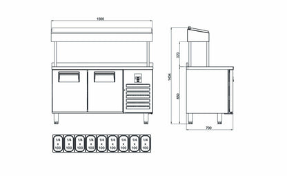 Make Up Refrigerator - 2 Doors - High PTS-H 330