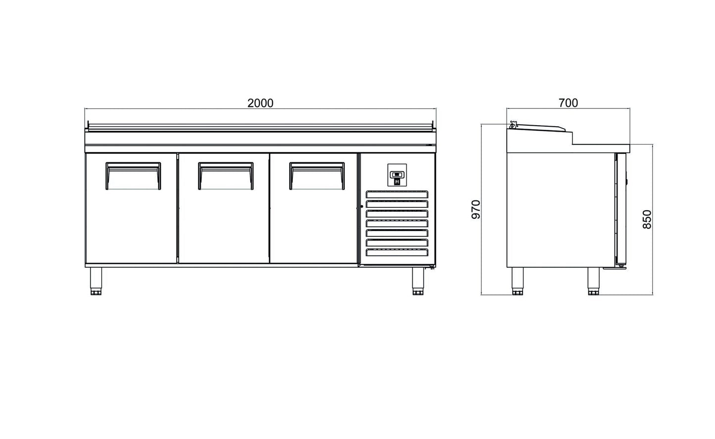 Make Up Refrigerators - 3 Doors - Short - PTS-L 515