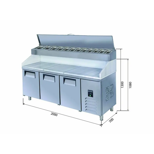 Iceinox Make Up Buzdolabı - 3 Kapılı - Mermerli - Yüksek 200x70x130 Cm