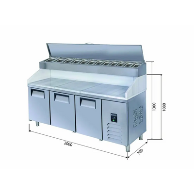 Make Up Refrigerator - 3 Doors - Marble - High 200x70x130 Cm