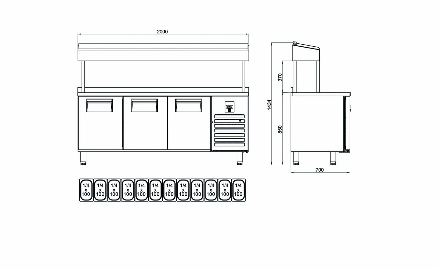 Make Up Refrigerator - 3 Doors - PTS-H 440