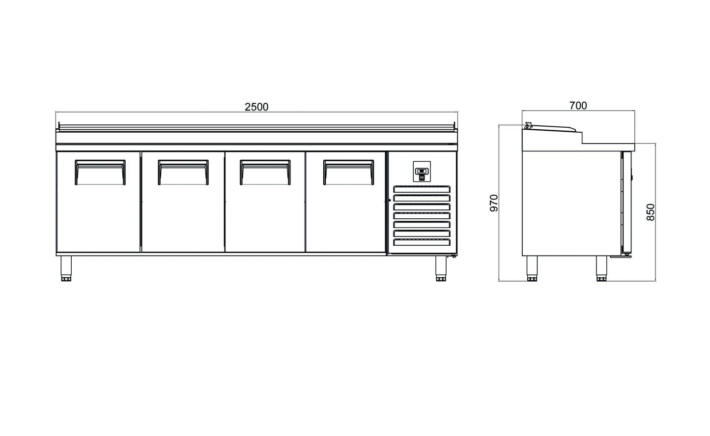 Make Up Refrigerators - 4 Doors - Short - PTS-L 650