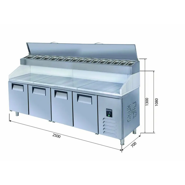 Iceinox Make Up Buzdolabı - 4 Kapılı - Mermerli - Yüksek 250x70x130 Cm