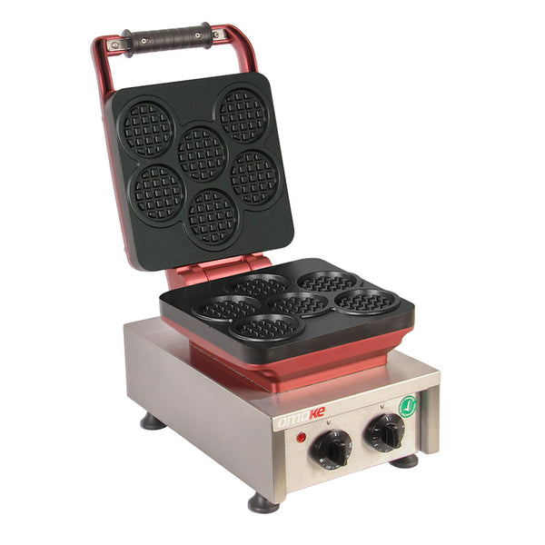 Omake WFL21.E12 Z5F Zamanlayıcılı Yuvarlak Mini Belçika Tekli Waffle Makinesi, Elektrikli