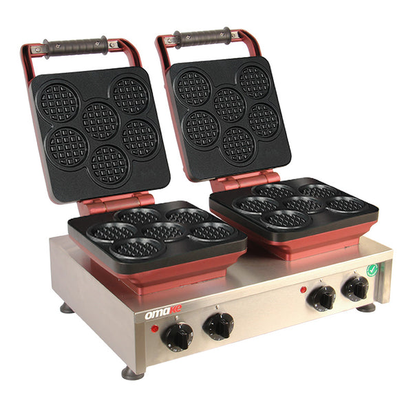 Omake WFL21.E22 Z5F 0501 Zamanlayıcılı Yuvarlak Mini Belçika Çiftli Waffle Makinesi, Elektrikli