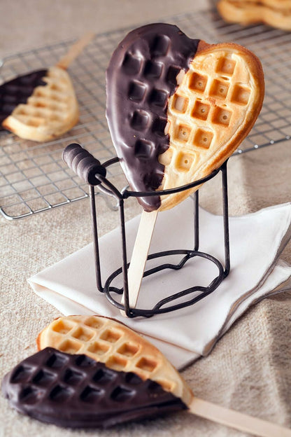 Omake Square Waffle Maker Heart with Sticks