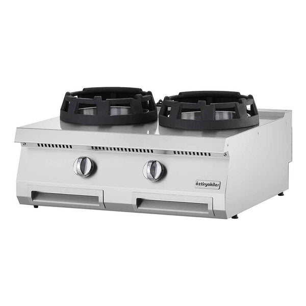 Öztiryakiler Optimum 700 Seri OWG 8070 E Set Üstü 2 Gözlü Wok Ocak, 80x70x28 cm, Gazlı