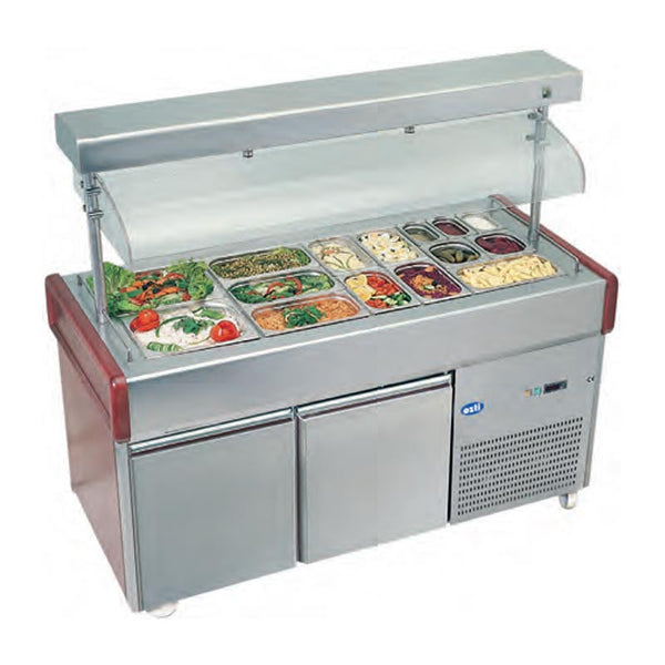 Öztiryakiler OSBA 15070 Asansörlü Buzdolaplı Saladbar, 157x72 cm, Ceviz