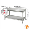 Paslanmaz Çelik Çalışma Tezgahı - ECO -1500x600mm - sırtsız alt raflı
