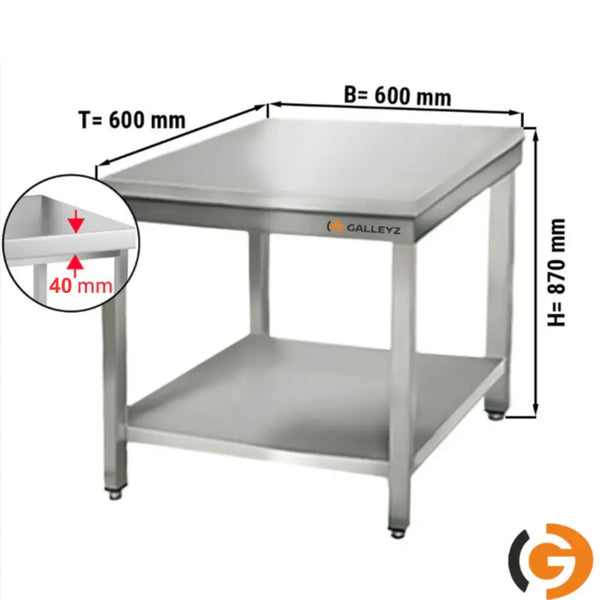 Paslanmaz Çelik Çalışma tezgahı ECO - 600x600mm- Sırtsız alt raflı