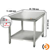 Paslanmaz Çelik Çalışma Tezgahı ECO - 700x600mm - Sırtsız alt raflı