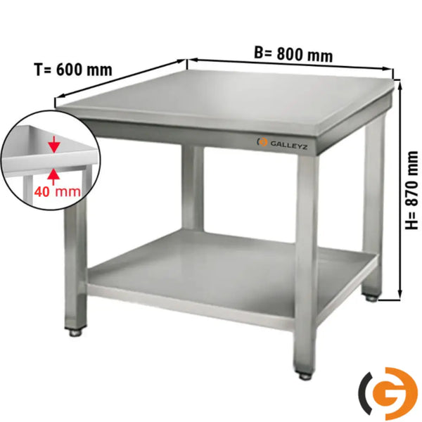 Paslanmaz Çelik Çalışma tezgahı ECO - 800x600mm- Sırtsız alt raflı