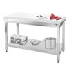 Paslanmaz Çelik Çalışma Tezgahı PREMIUM- 1200x600mm - Alt Raflı, Sırtsız, Kesme Plakası dahil