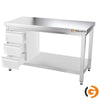 Paslanmaz Çelik Çalışma Tezgahı PREMIUM - 1200x600mm - Sırtsız alt raflı
