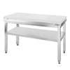 Paslanmaz Çelik Çalışma Tezgahı PREMIUM - 1200x700mm - Kesme plakası dahil, sırtsız alt raflı