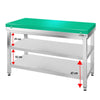 Paslanmaz Çelik Çalışma Tezgahı PREMIUM- 1400x600mm - Alt Raflı, Sırtsız, Kesme Plakası dahil
