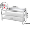 Paslanmaz Çelik Çalışma Tezgahı PREMIUM - 1600x600mm - Alt ve Ara Raflı