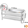 Paslanmaz Çelik Çalışma Tezgahı PREMIUM - 1800x600mm - Alt ve Ara Raflı
