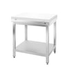 Paslanmaz Çelik Çalışma Tezgahı PREMIUM- 600x600mm - Alt Raflı, Sırtsız, Kesme Plakası dahil