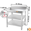 Paslanmaz Çelik Çalışma Tezgahı PREMIUM - 700x600mm - Alt ve Ara Raflı, Sırtlı