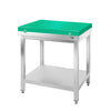 Paslanmaz Çelik Çalışma Tezgahı PREMIUM- 700x700mm - Alt Raflı, Sırtsız, Kesme Plakası dahil