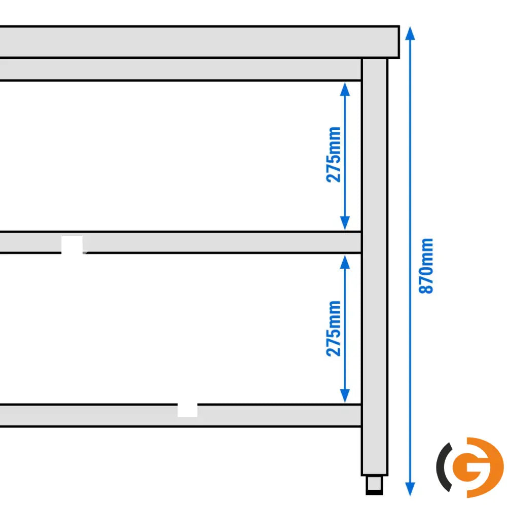 Paslanmaz Çelik Çalışma Tezgahı PREMIUM - 800x600mm - Alt ve Ara Raflı