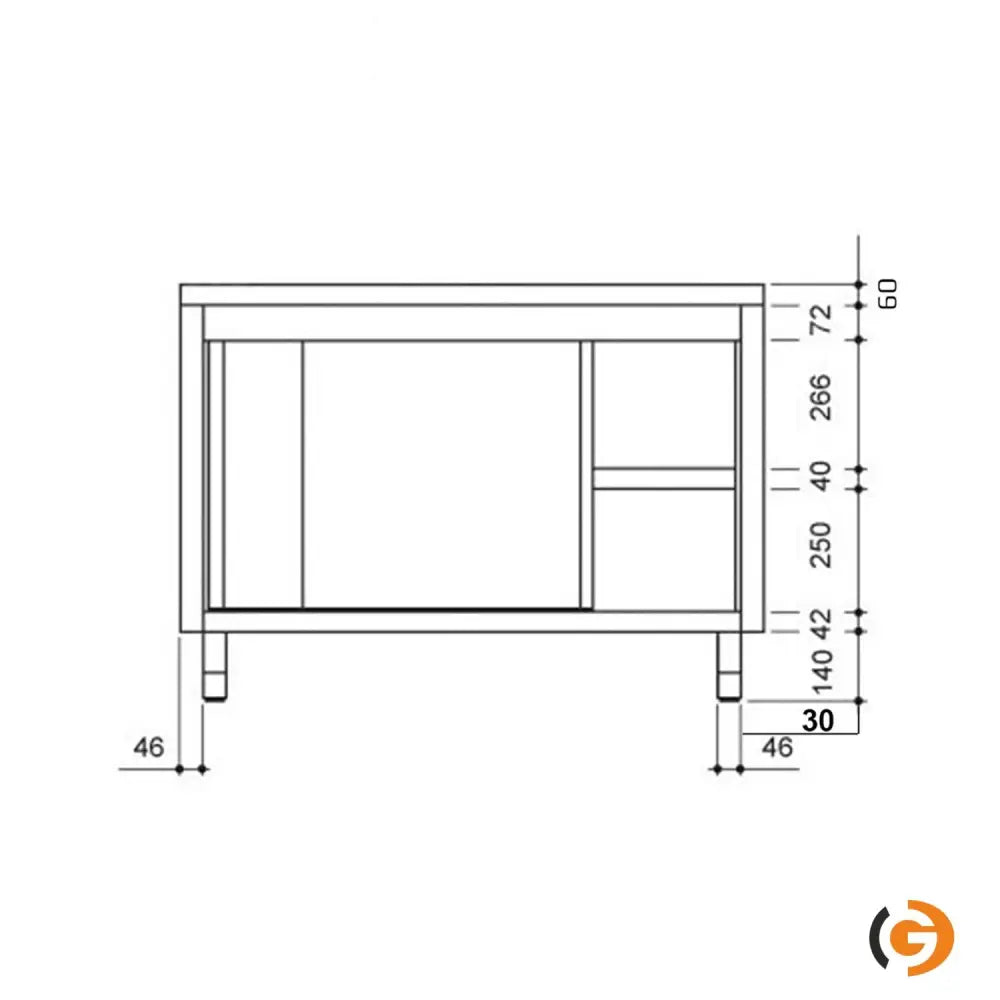Paslanmaz Çelik Dolaplı Çalışma Tezgahı ECO – 1200x600 mm – Sürgü Kapılı